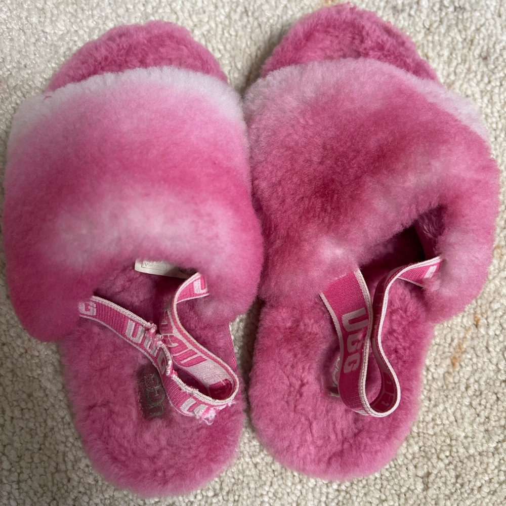 UGG Fuzzy Pink Slides